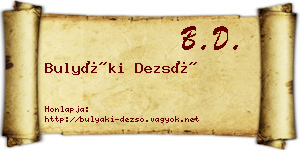 Bulyáki Dezső névjegykártya